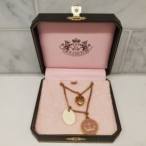 Juicy Couture Necklace With box Layered Necklace 3 Three Charms Vintage